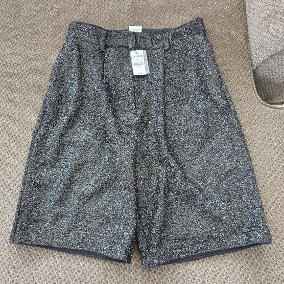 $80 EXPRESS Shorts Women Sz 4 Black High Rise Sequin Black Evening Bermuda - Picture 3 of 15